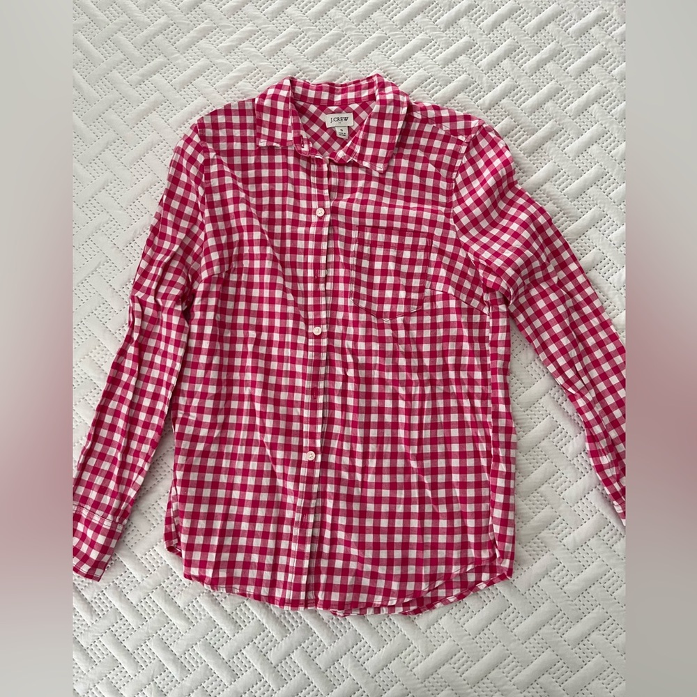 Small Gingham Pink Long Sleeve Shirt